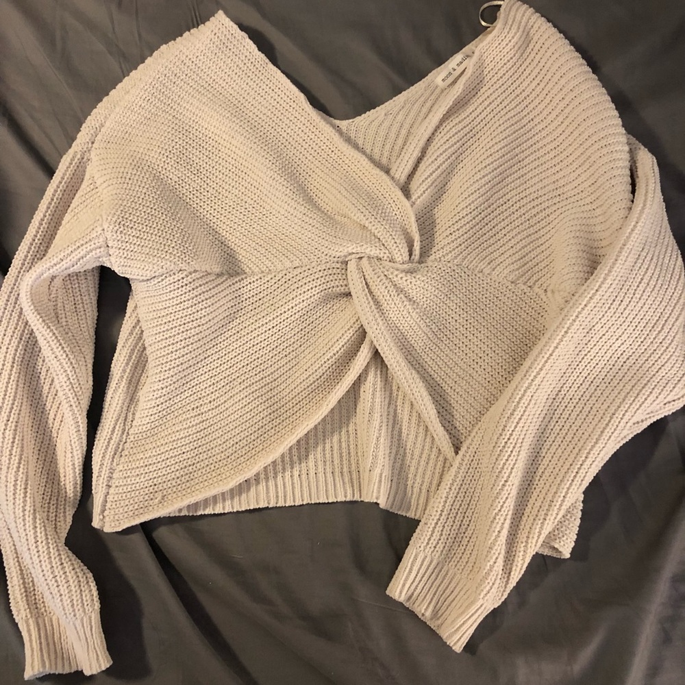 Cream Sweater with Twist Detail
